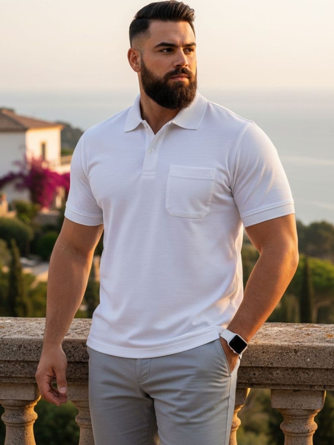 SAIKSA FASHION Men Polo Collar Pockets T-shirt - view 1