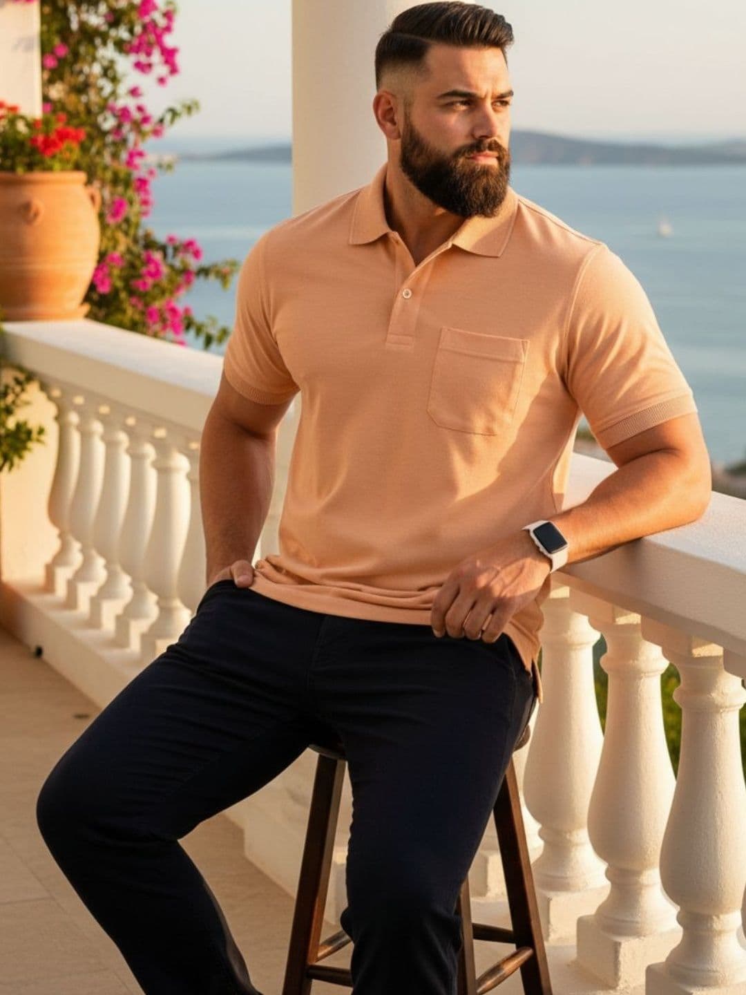 SAIKSA FASHION Men Polo Collar Pockets T-shirt - view 1