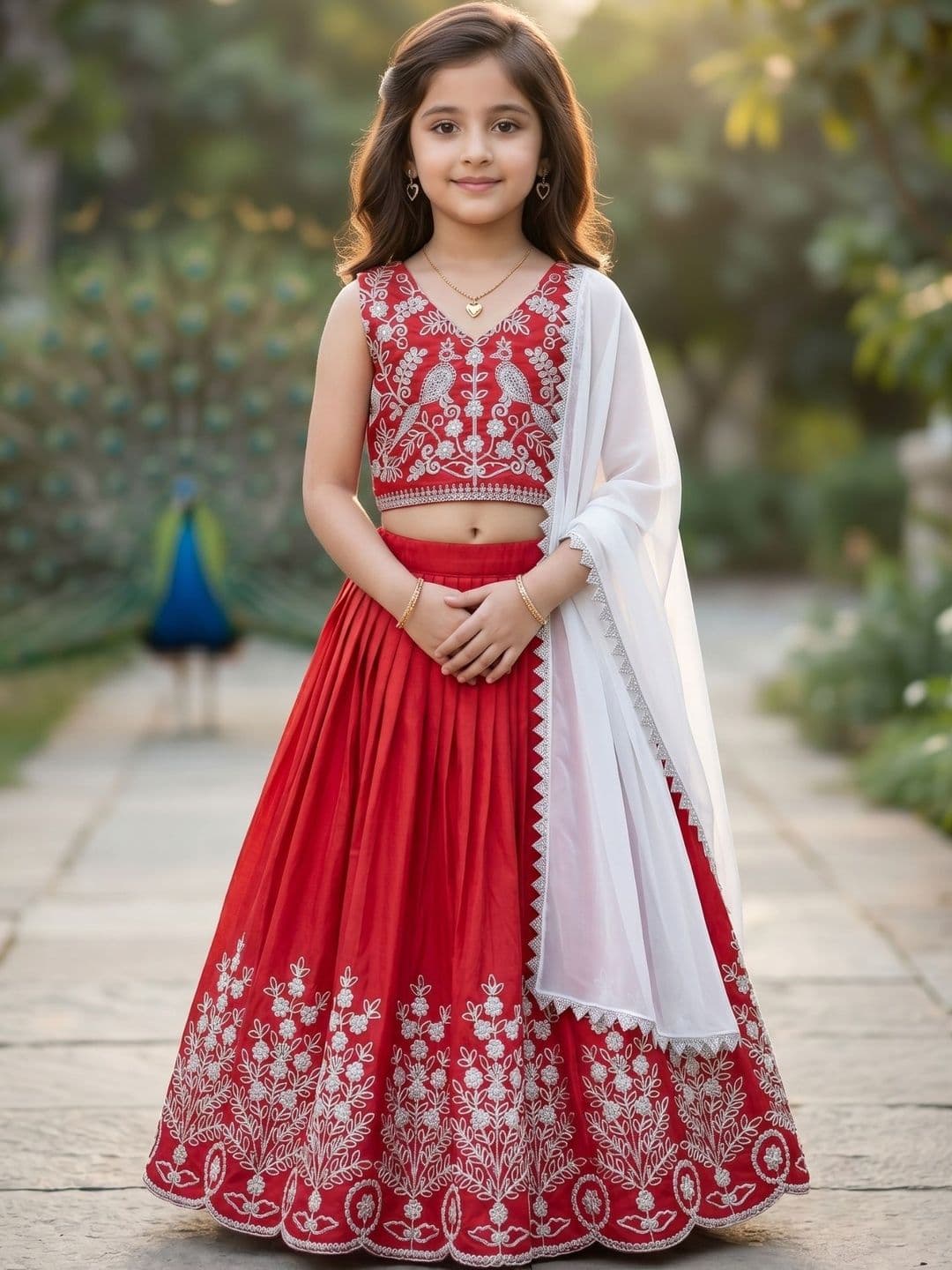 KALINI Girls Embroidered Thread Work Ready to Wear Lehenga & - view 1