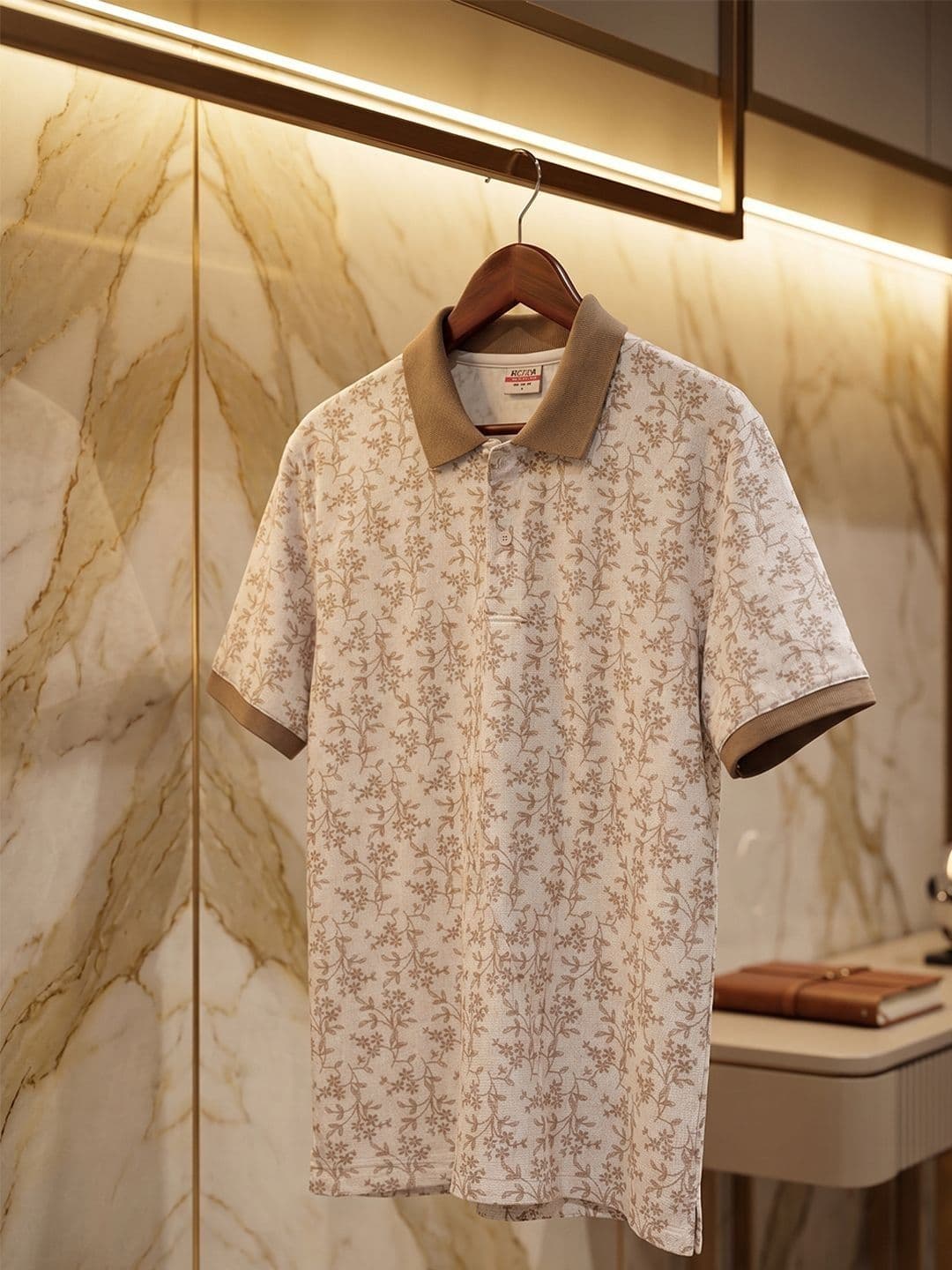 HERE&NOW Men Floral Printed Polo Collar T-shirt - view 1