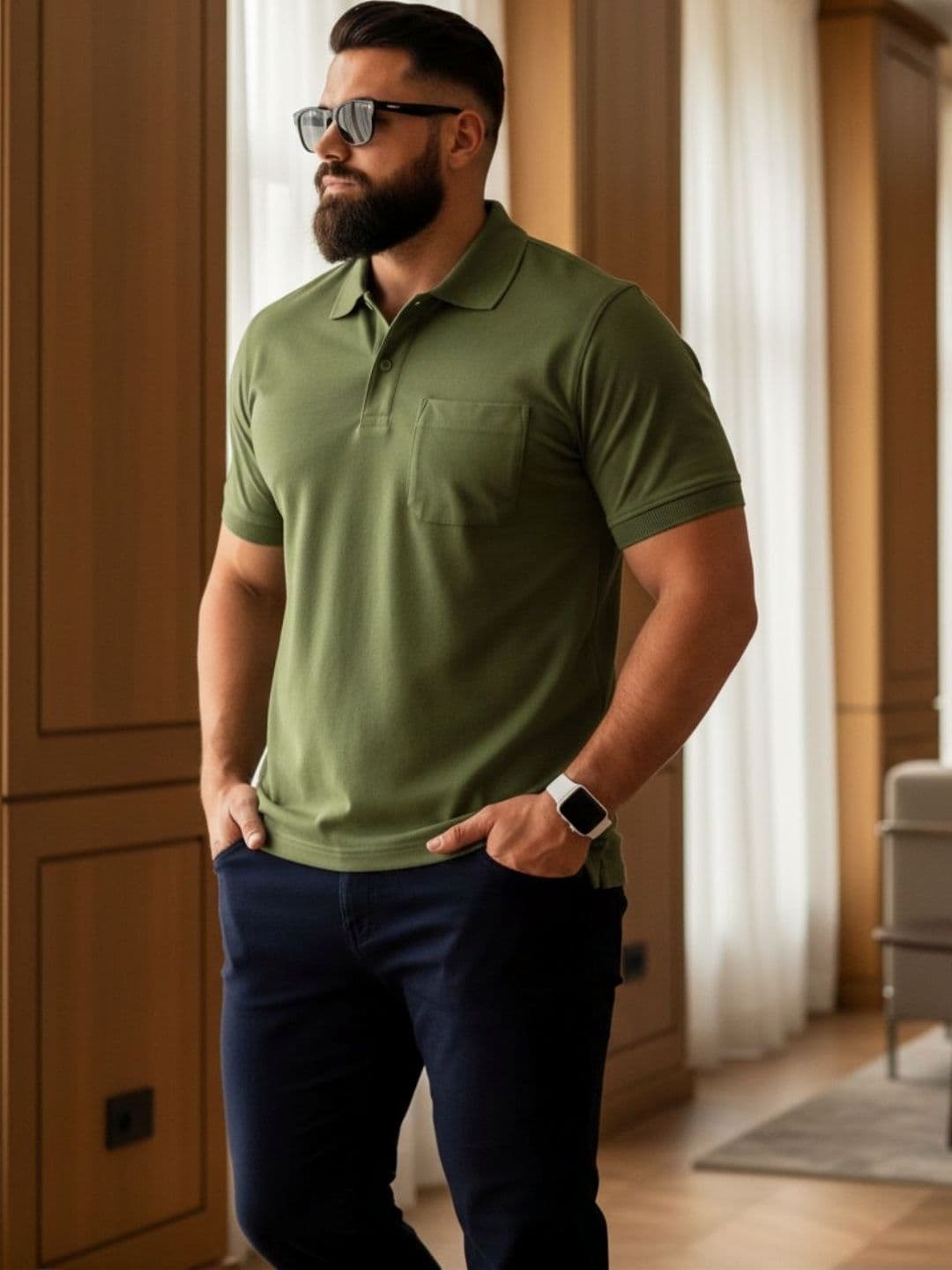 SAIKSA FASHION Men Polo Collar Pockets T-shirt - view 1