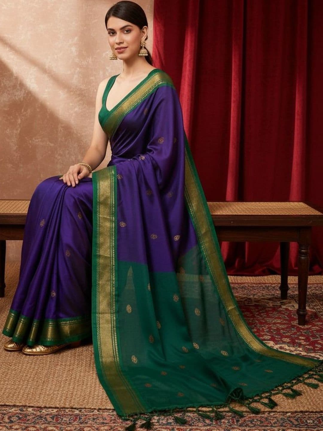 Sangria Zari Pure Cotton Kanjeevaram Saree - view 1
