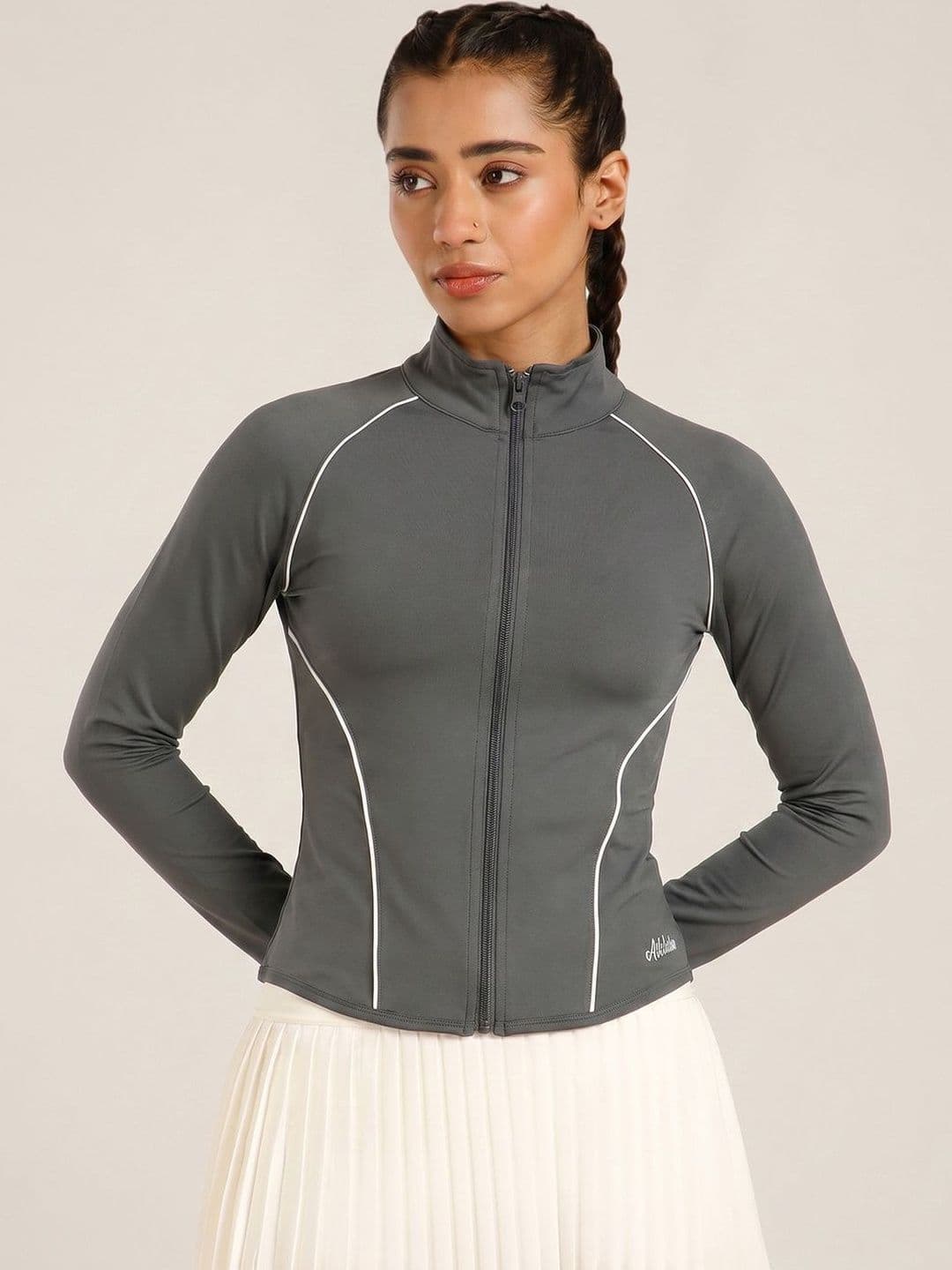 ATHLISIS Women Stand Collar Solid Sporty Jacket - view 1