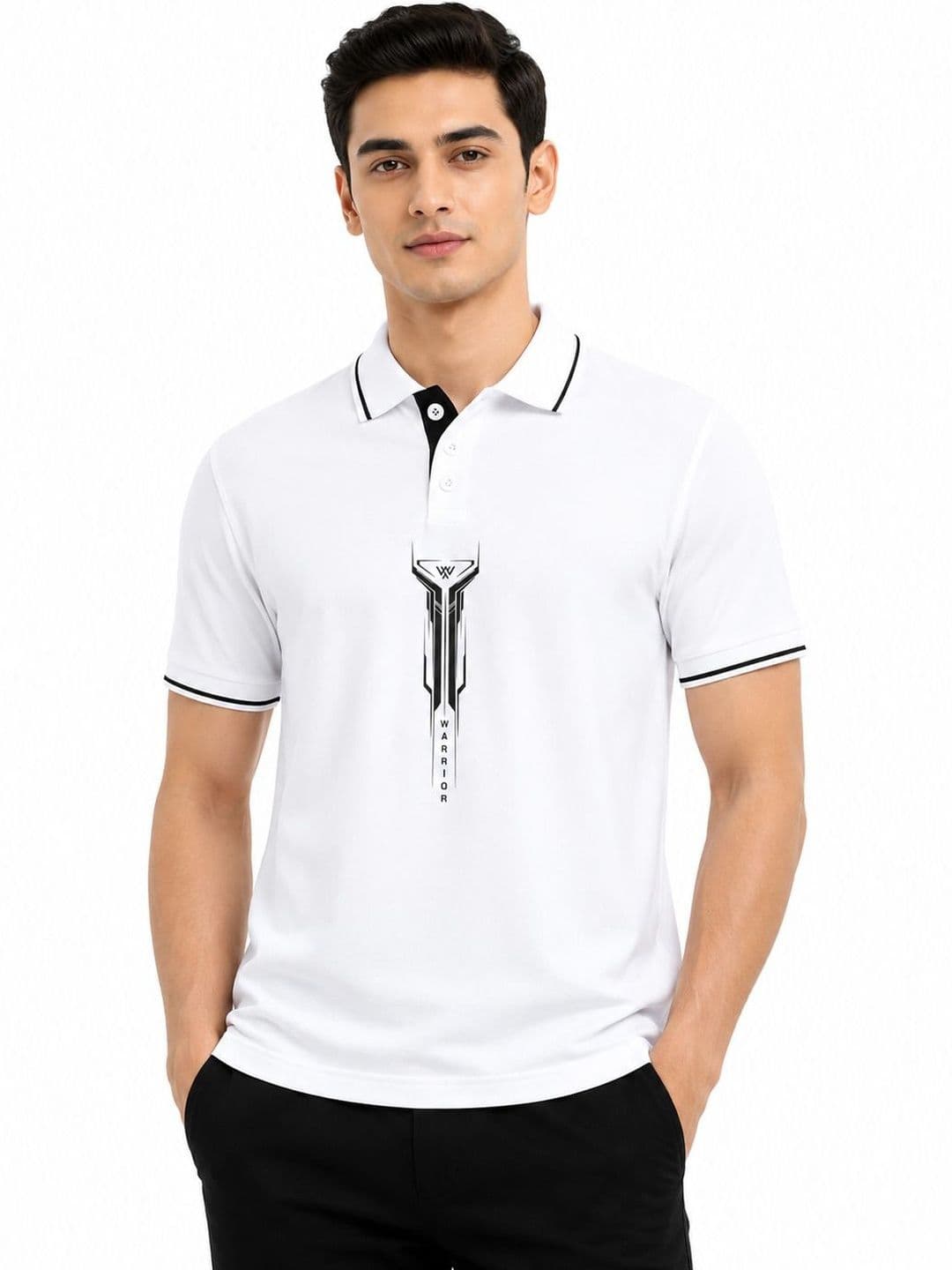 Warrior World Men Printed Polo Collar T-shirt - view 1