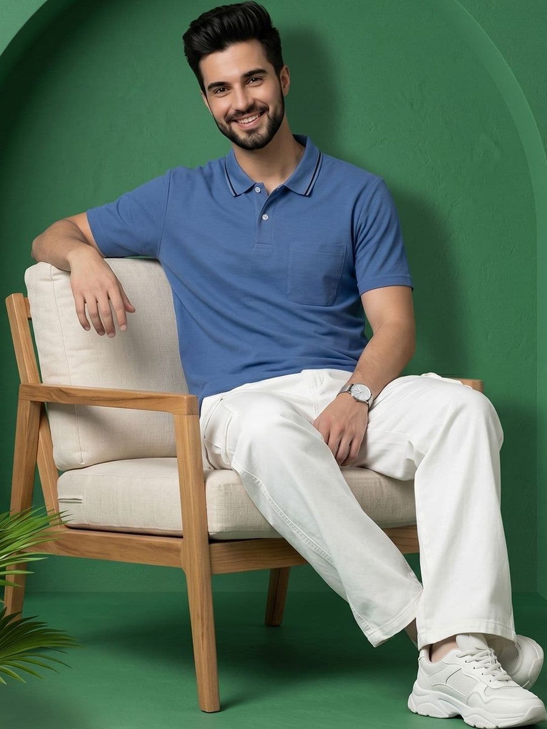 GENZA Men Polo Collar Pockets T-shirt - view 1