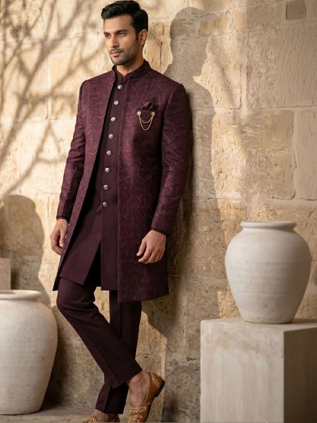 TRIANGLE Men Jodhpuri Self-Designed Sherwani - view 1