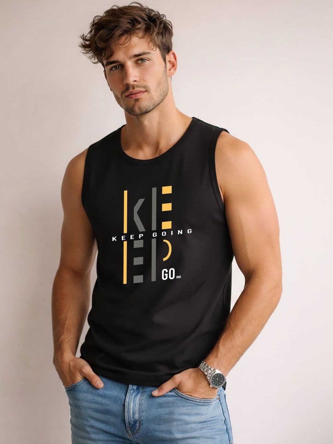 MINISTRY OF FRIENDS Printed Assorted Cotton Gym Vest - view 1