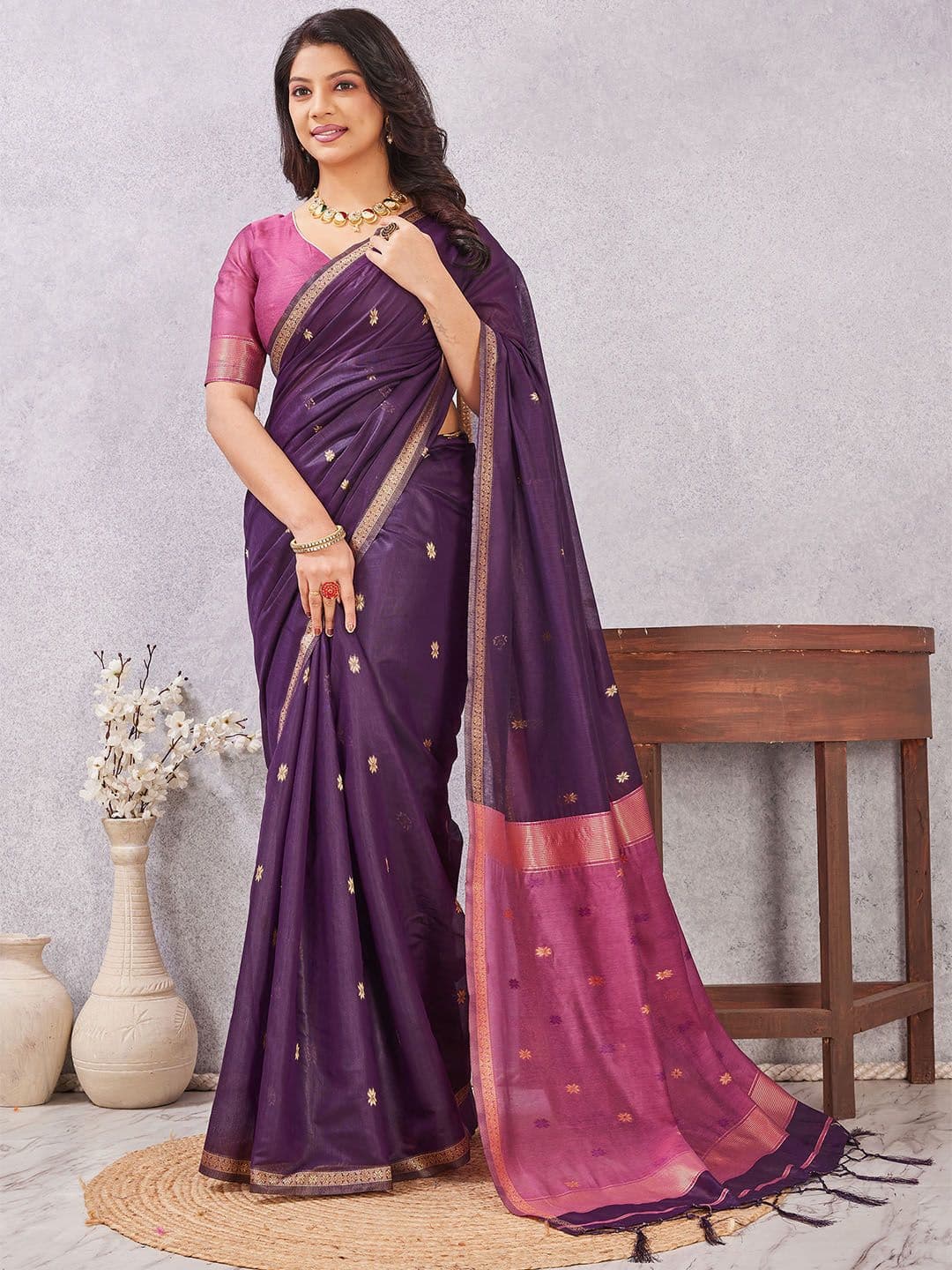 KALINI Silk Blend Kanjeevaram Saree - view 1