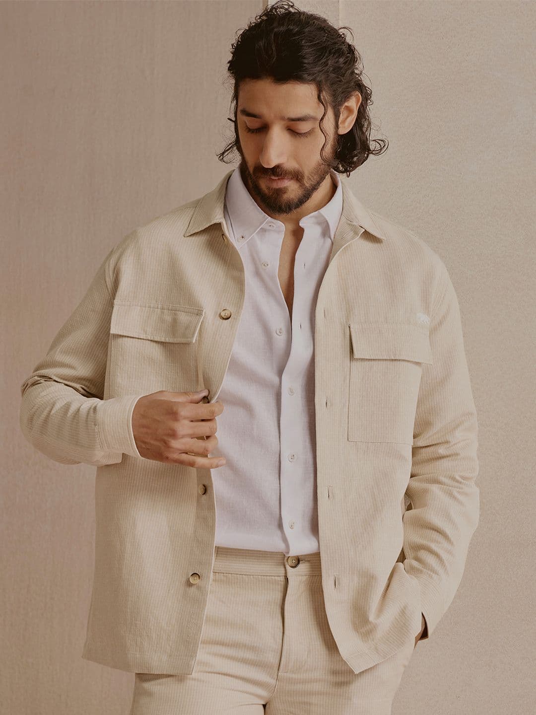 Andamen Men's Linen BCI Cotton Woven Embroidered Jacket - view 1