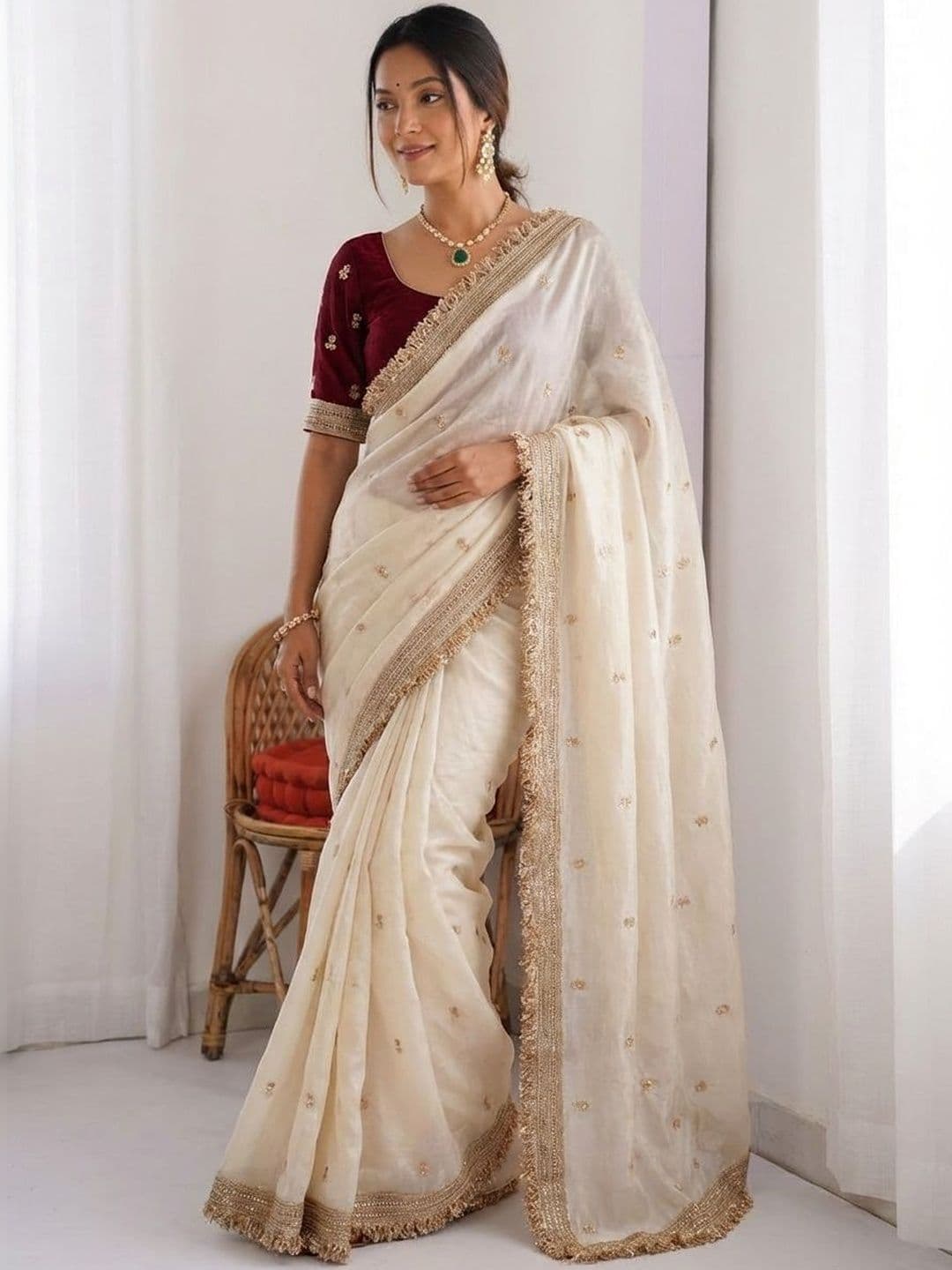 Kalista Embellished Embroidered Satin Designer Sarees - view 1