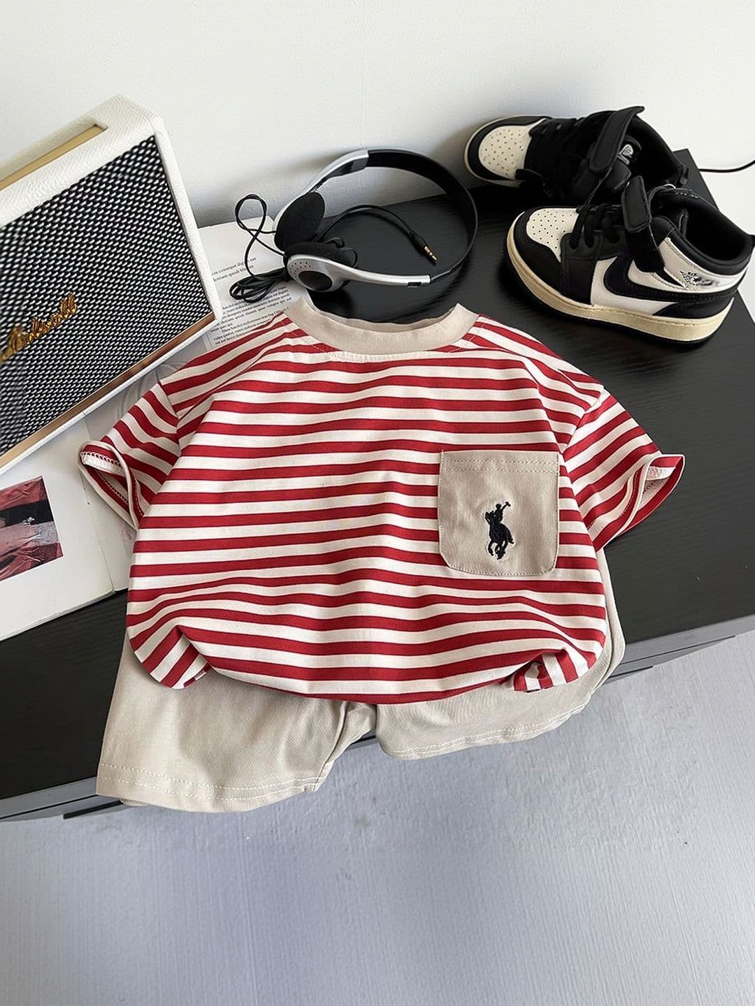 StyleCast x Revolte Boys Striped Pure Cotton T-shirt with Shorts - view 1