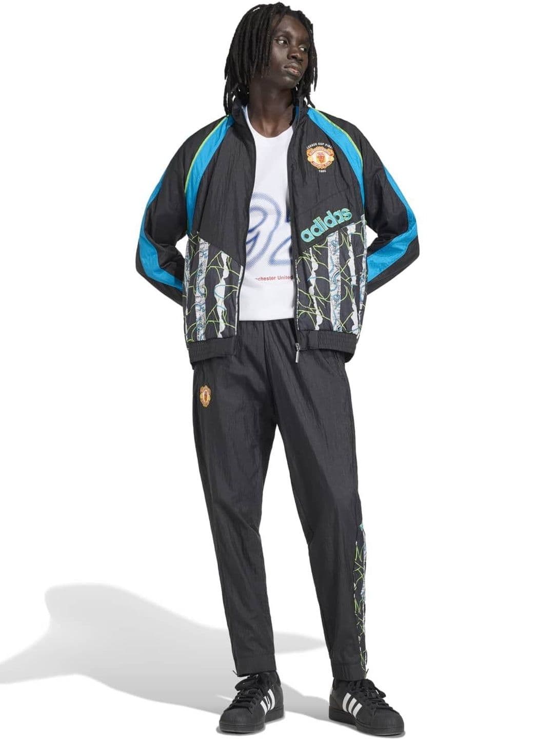 ADIDAS Abstract Printed Mandarin Collar Padded Jacket - view 1