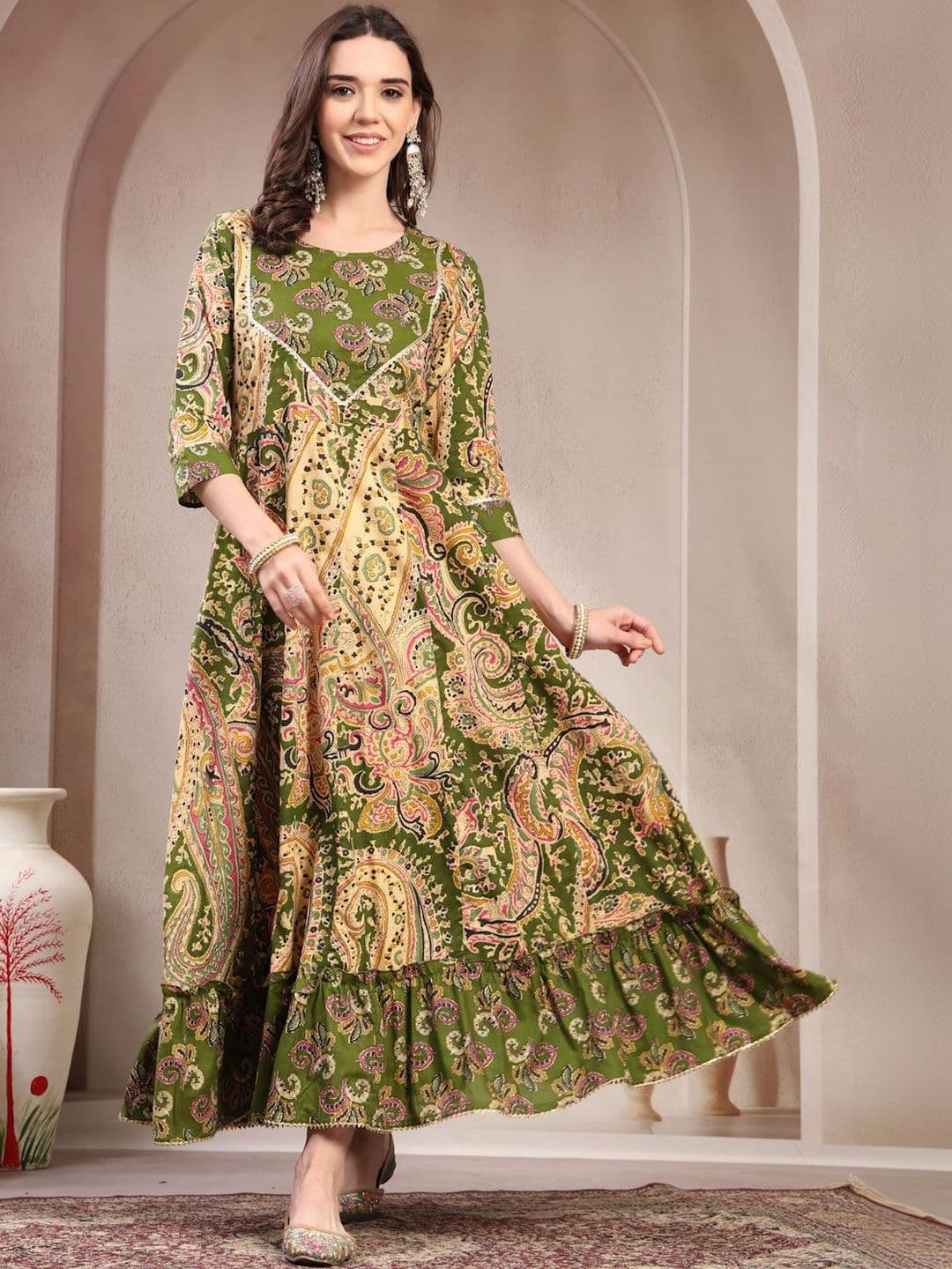 Pristyle Paisley Gotta Patti Pure Cotton Anarkali Ethnic Dresses - view 1