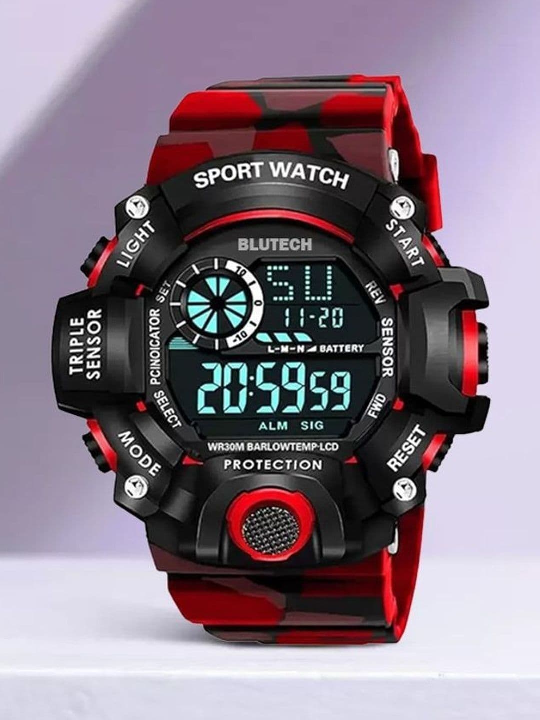 Blutech Kids Dial & Straps Digital Chronograph Watch INOX-01 G SHOCK MILITRY RED - view 1