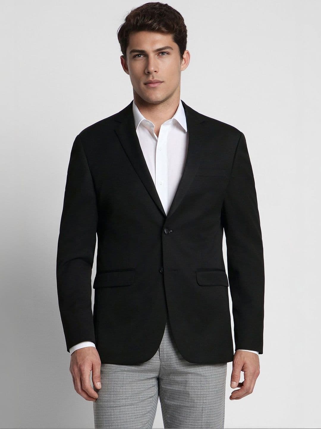 Peter England Notched Lapel Single-Breasted Slim Fit Formal Blazers - view 1