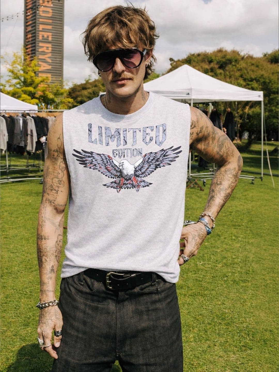 FTX Men Graphic Print Sleeveless Cotton Blend Casual Tshirts - view 1