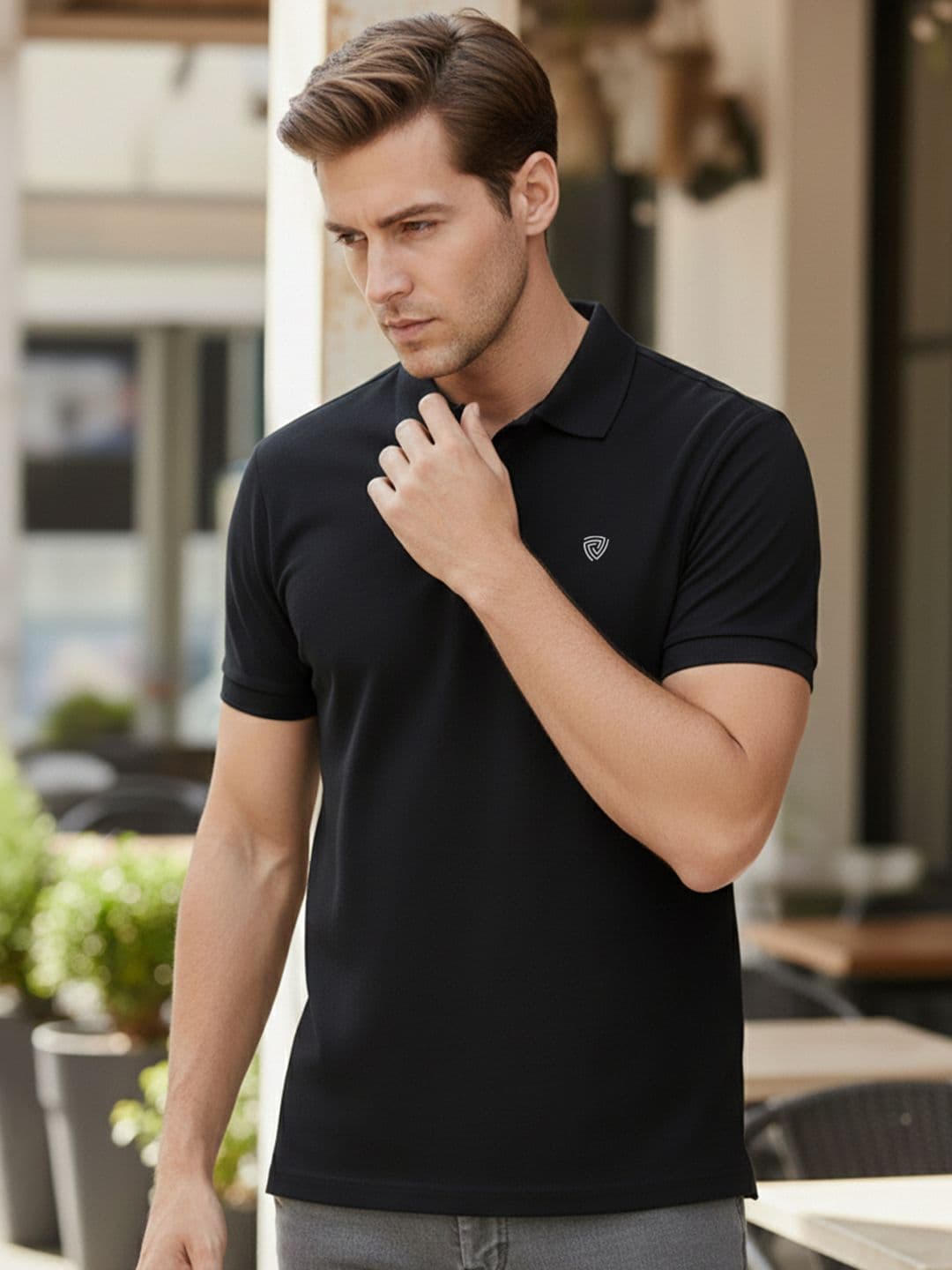 Lux Cozi Polo Collar Short Sleeves Lounge T-Shirt - view 1