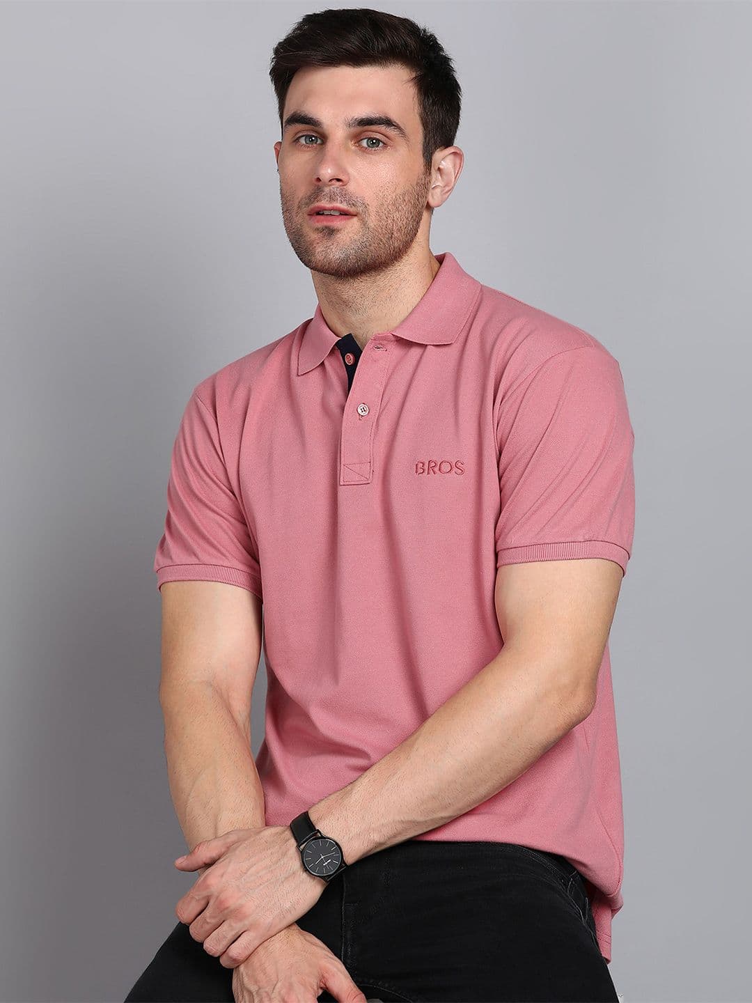 3BROS Brand Logo Polo Collar Cotton T-shirt - view 1