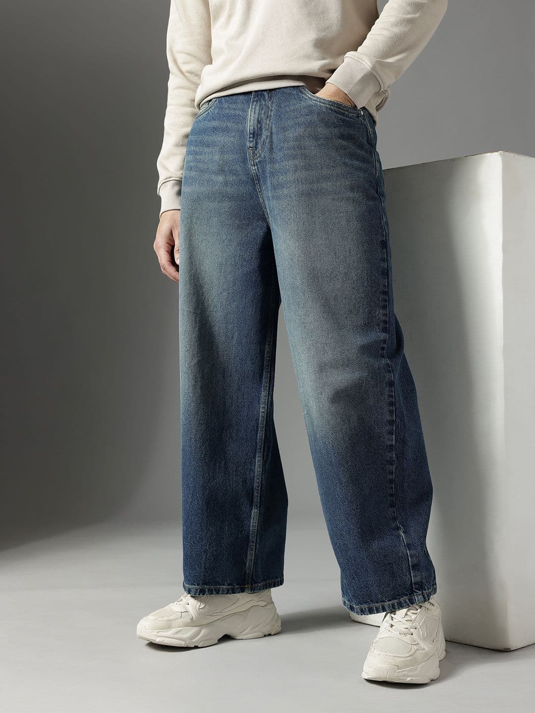 FCUK Men Pure Cotton Barrel Fit Jeans - view 1