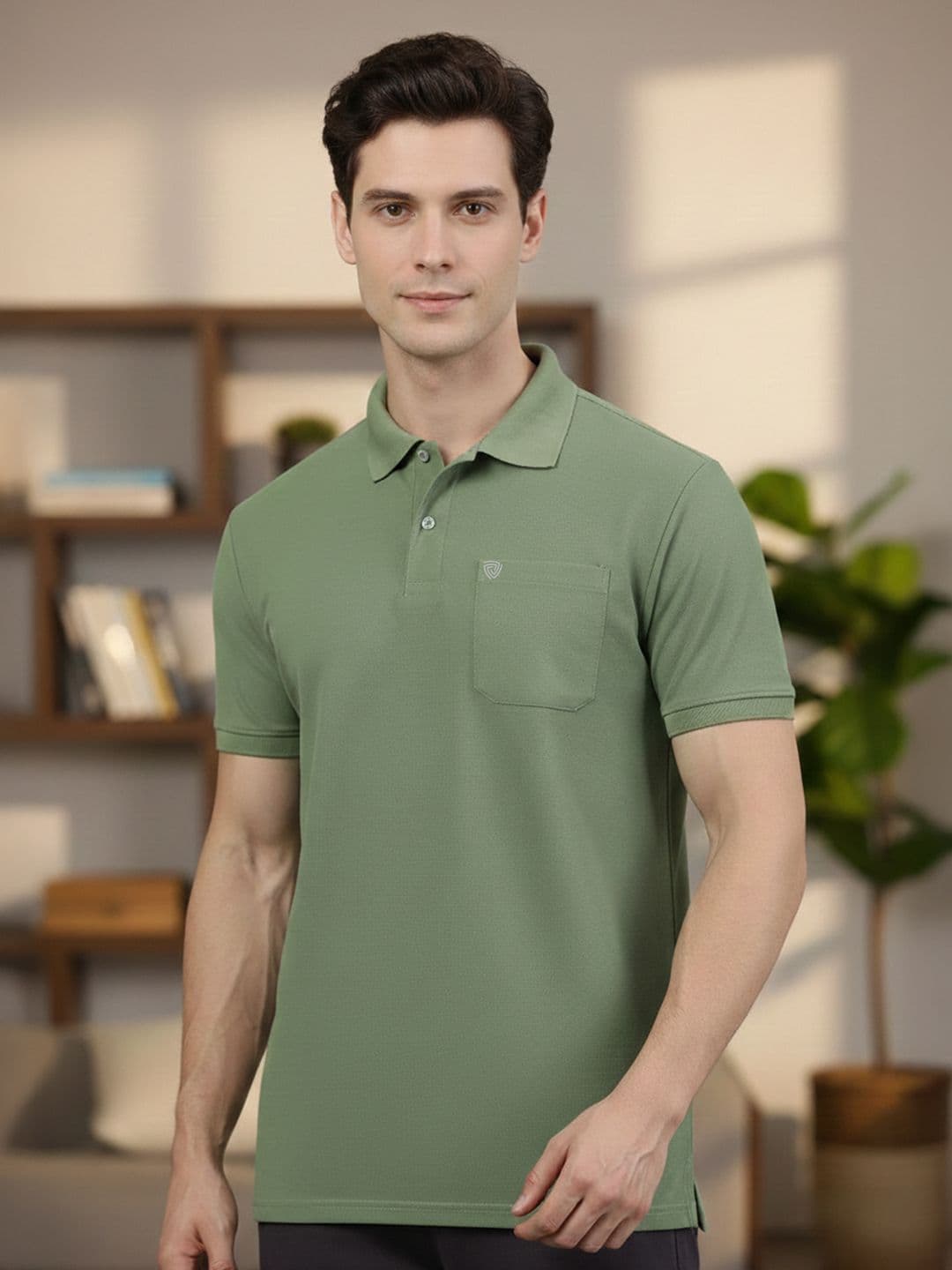 Lux Cozi Fillament Polo Collar Lounge T-Shirt - view 1
