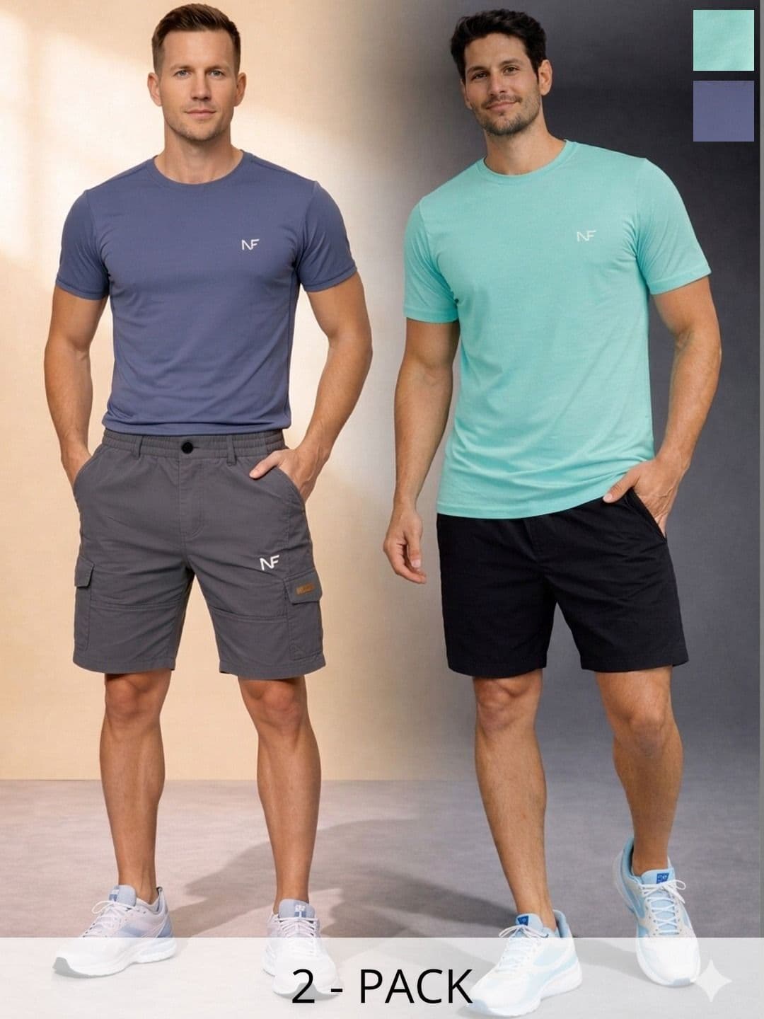 Naofit Men Rapid Dry Pack of 2 Sports or Gym Slim Fit Tshirts - view 1