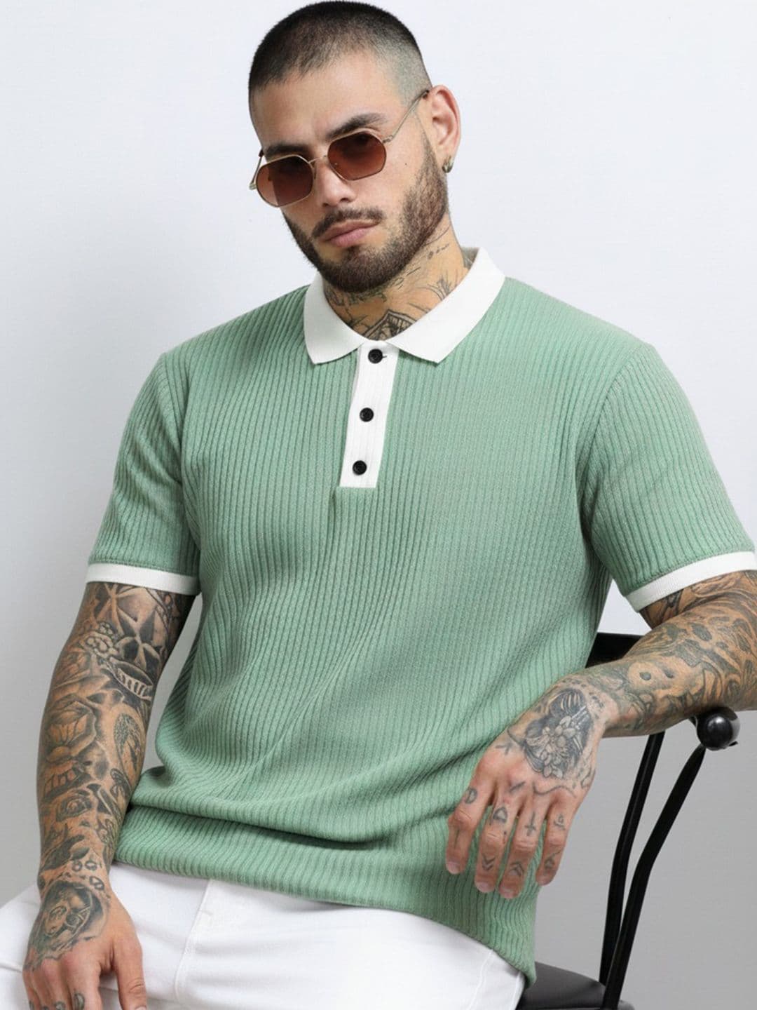 R.Code by The Roadster Life Co. Men Polo Collar T-shirt - view 1