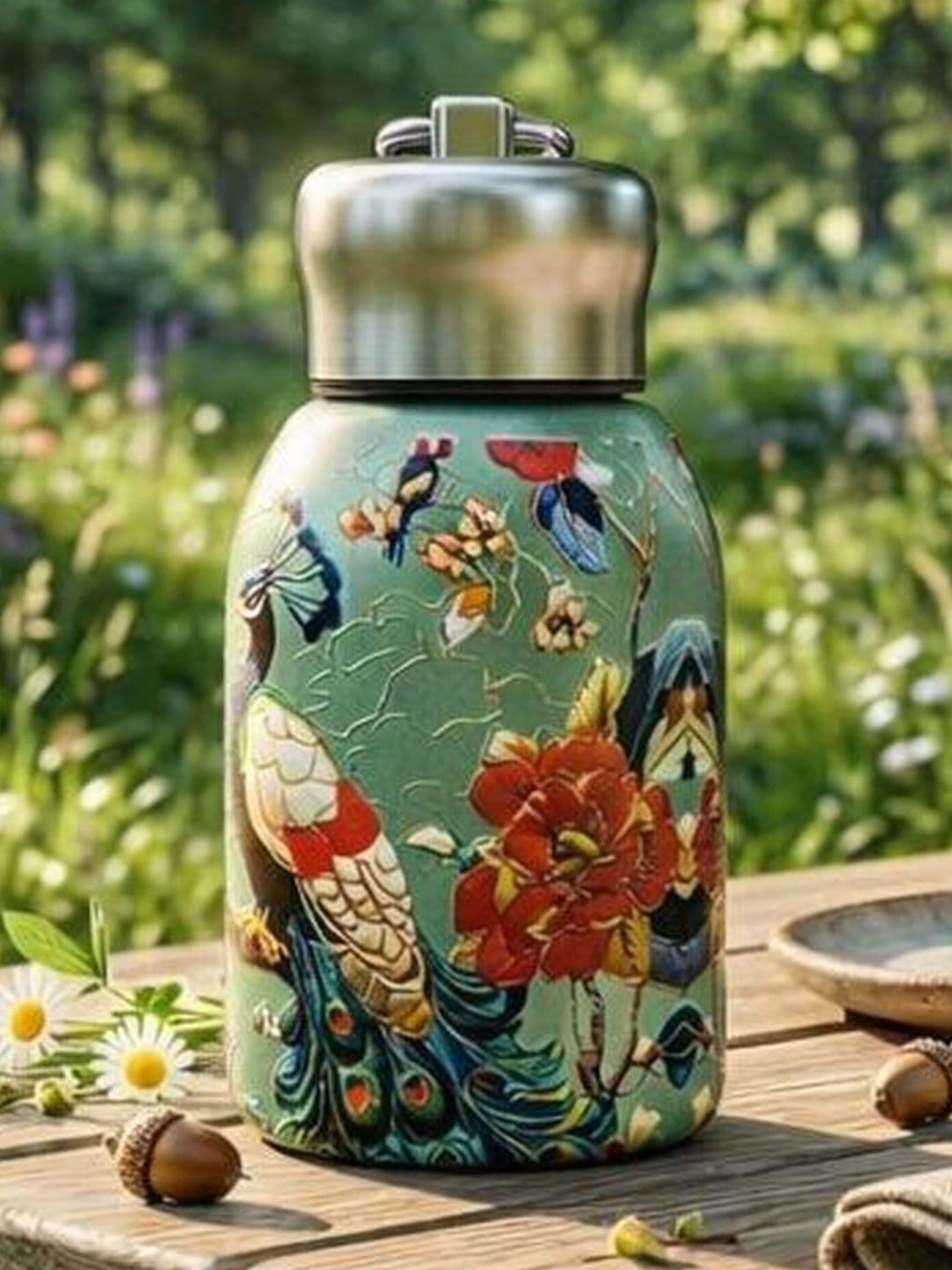 PIXNA Designer Peacock Pattern Water Bottle - view 1