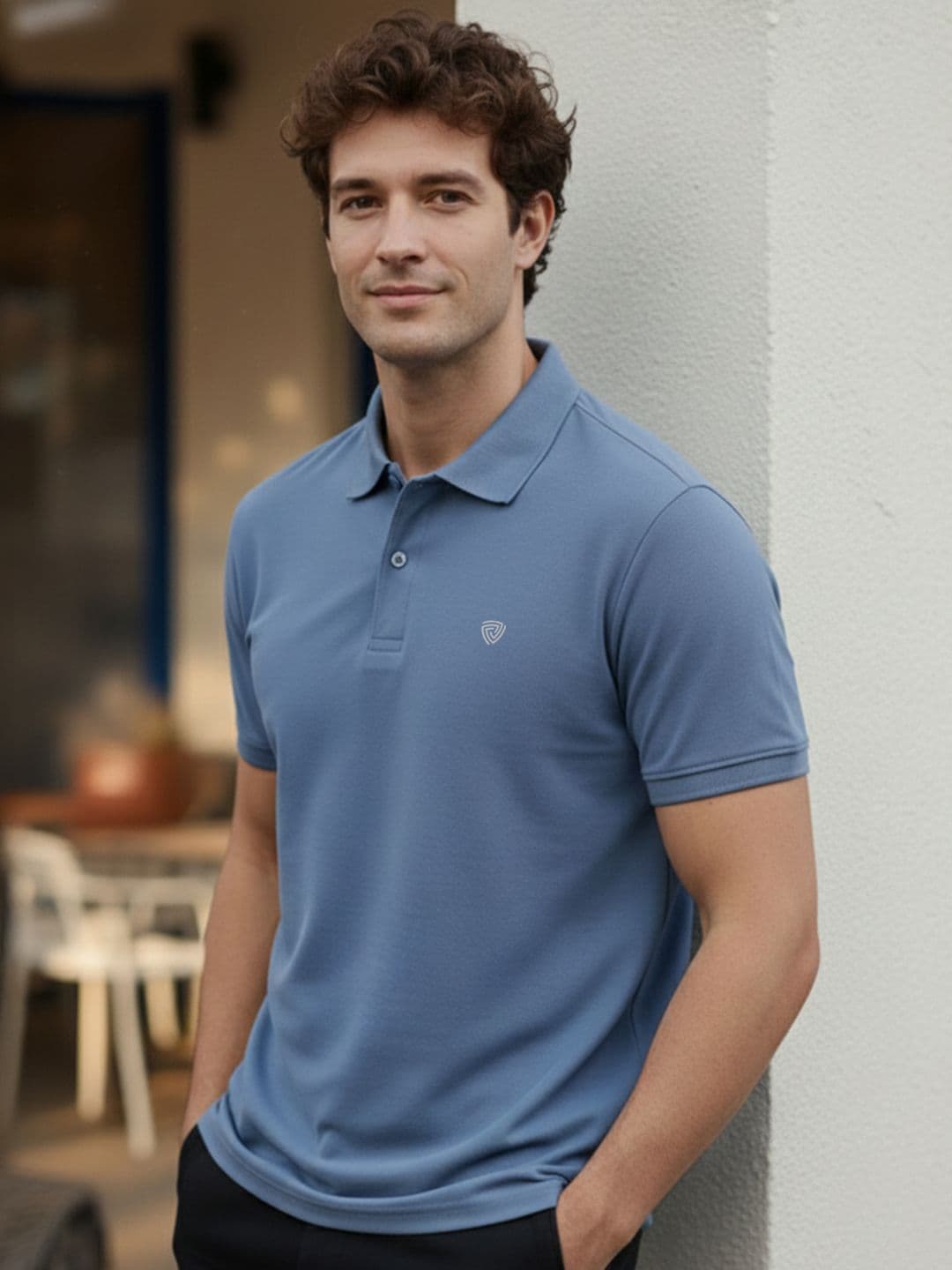Lux Cozi Men Polo Collar Short Sleeve Lounge T-Shirt - view 1