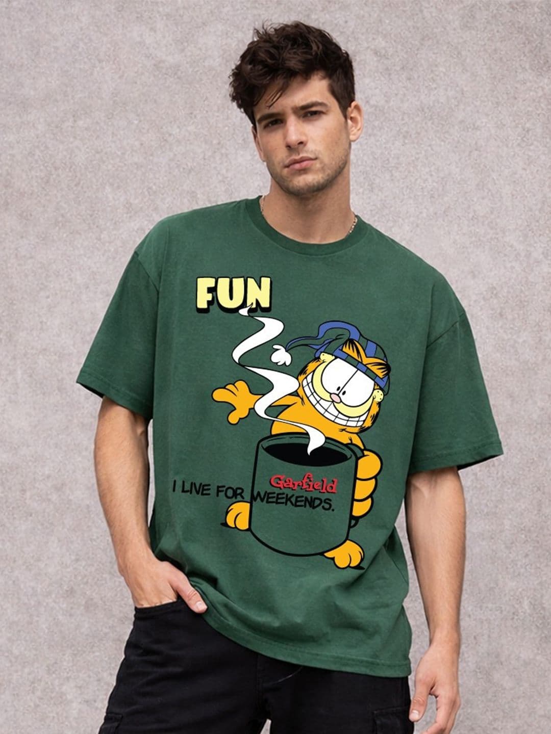 Kook N Keech X Minute Mirth Men Garfield Printed T-shirt - view 1