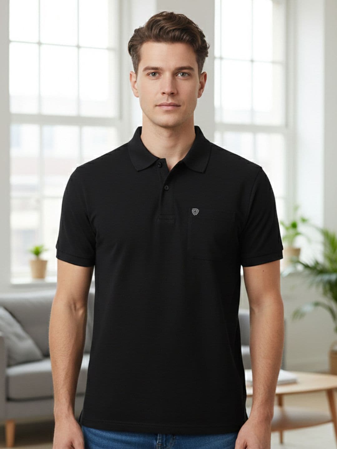 Lux Cozi Fillament Polo Collar Short Sleeves Lounge T-Shirt - view 1