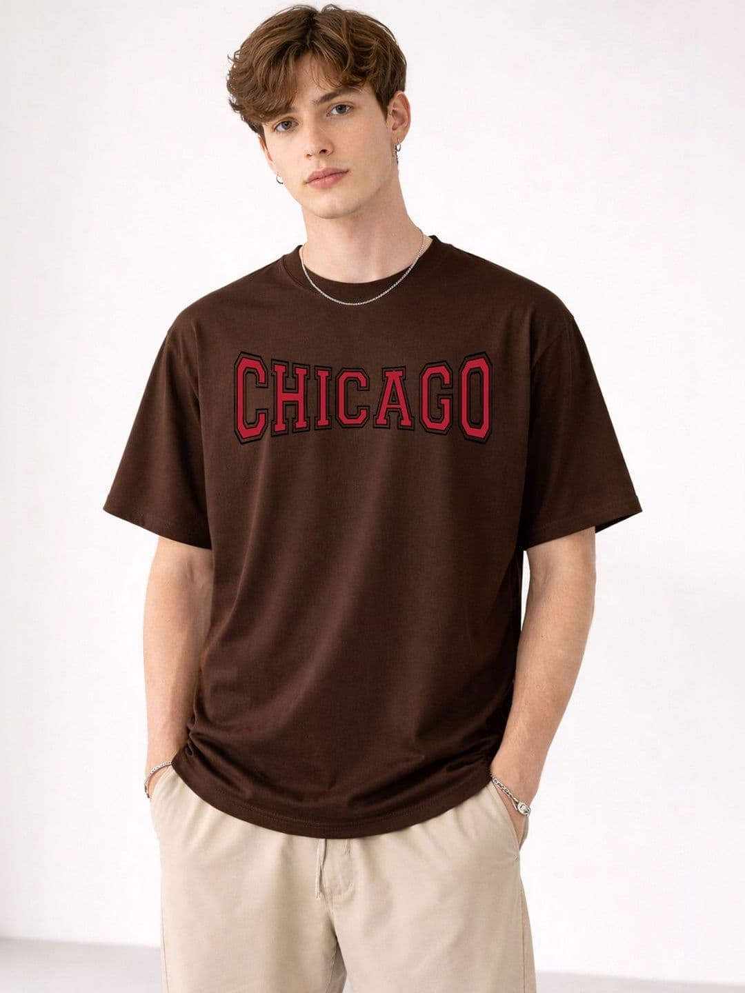 Mast & Harbour Typography Printed Round Neck Cotton Relaxed Fit T-Shirt - view 1
