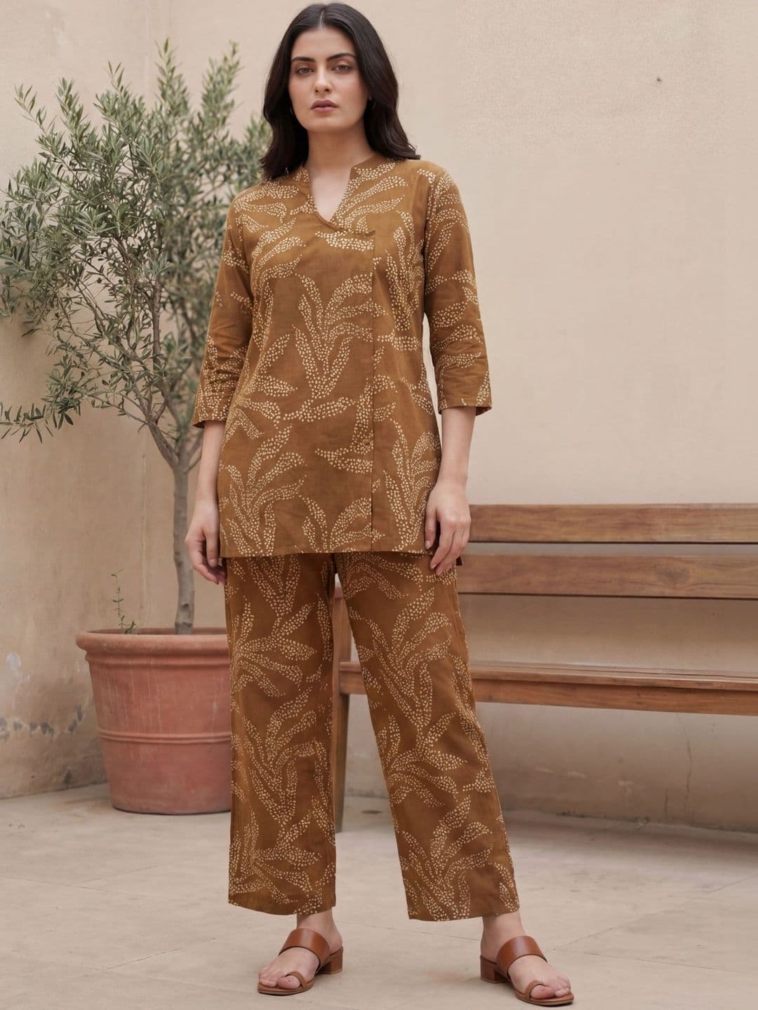 ME & MY Floral Printed Pure Cotton Tunic With Palazzos - view 1