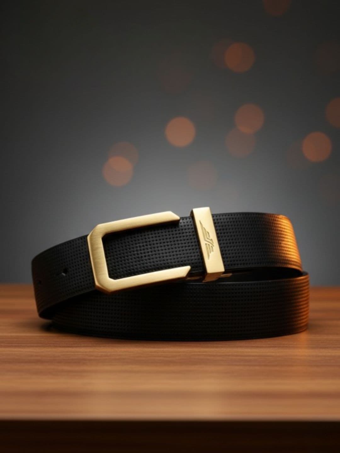 Red Tape Men Black Textured Leather Belt With Push Pin Buckle - view 1