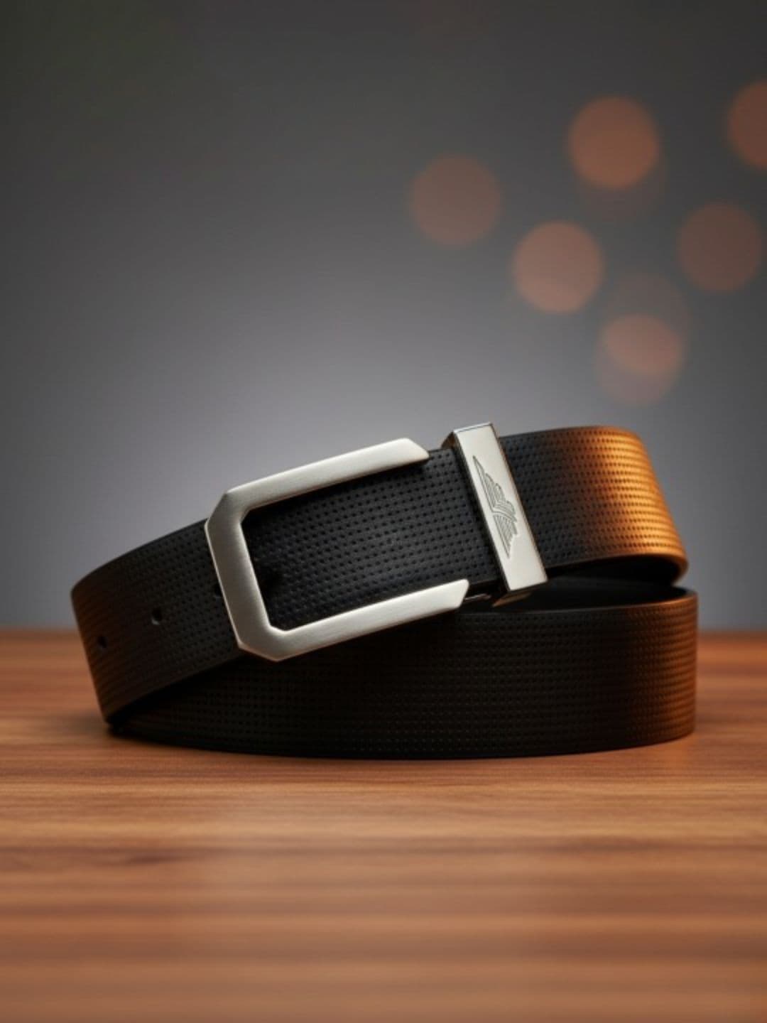 Red Tape Men Blue Textured Leather Belt With Push Pin Buckle - view 1