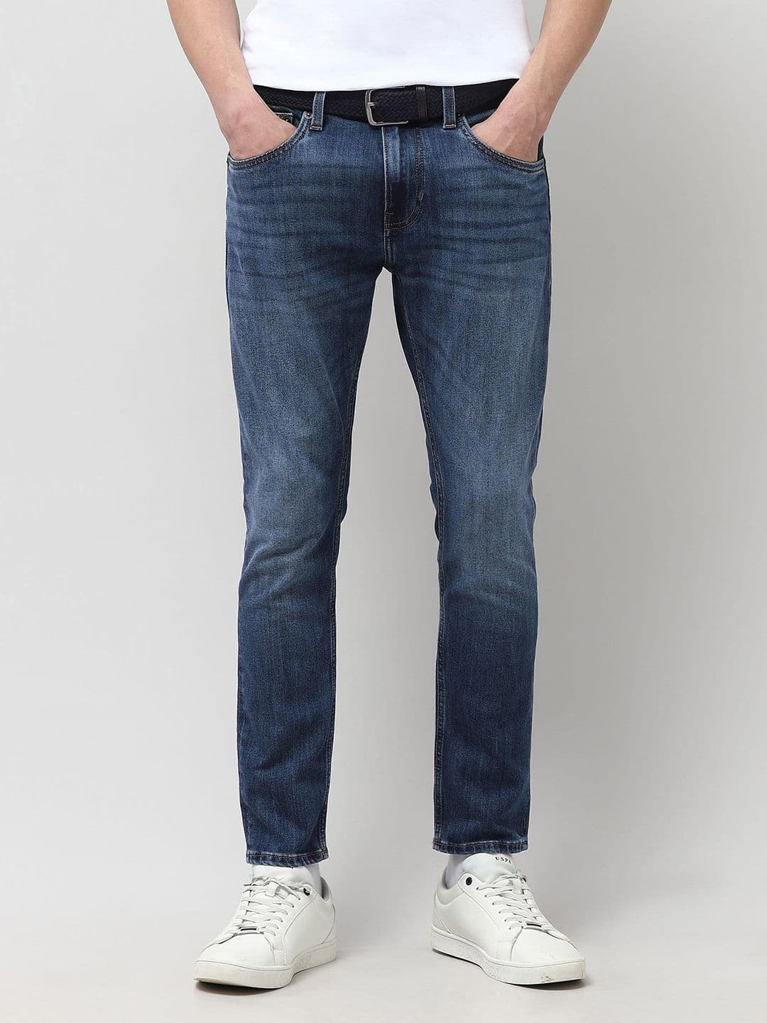U.S. Polo Assn. Denim Co. Men Tapered Fit Mid-Rise Heavy Fade Stretchable Jeans - view 1