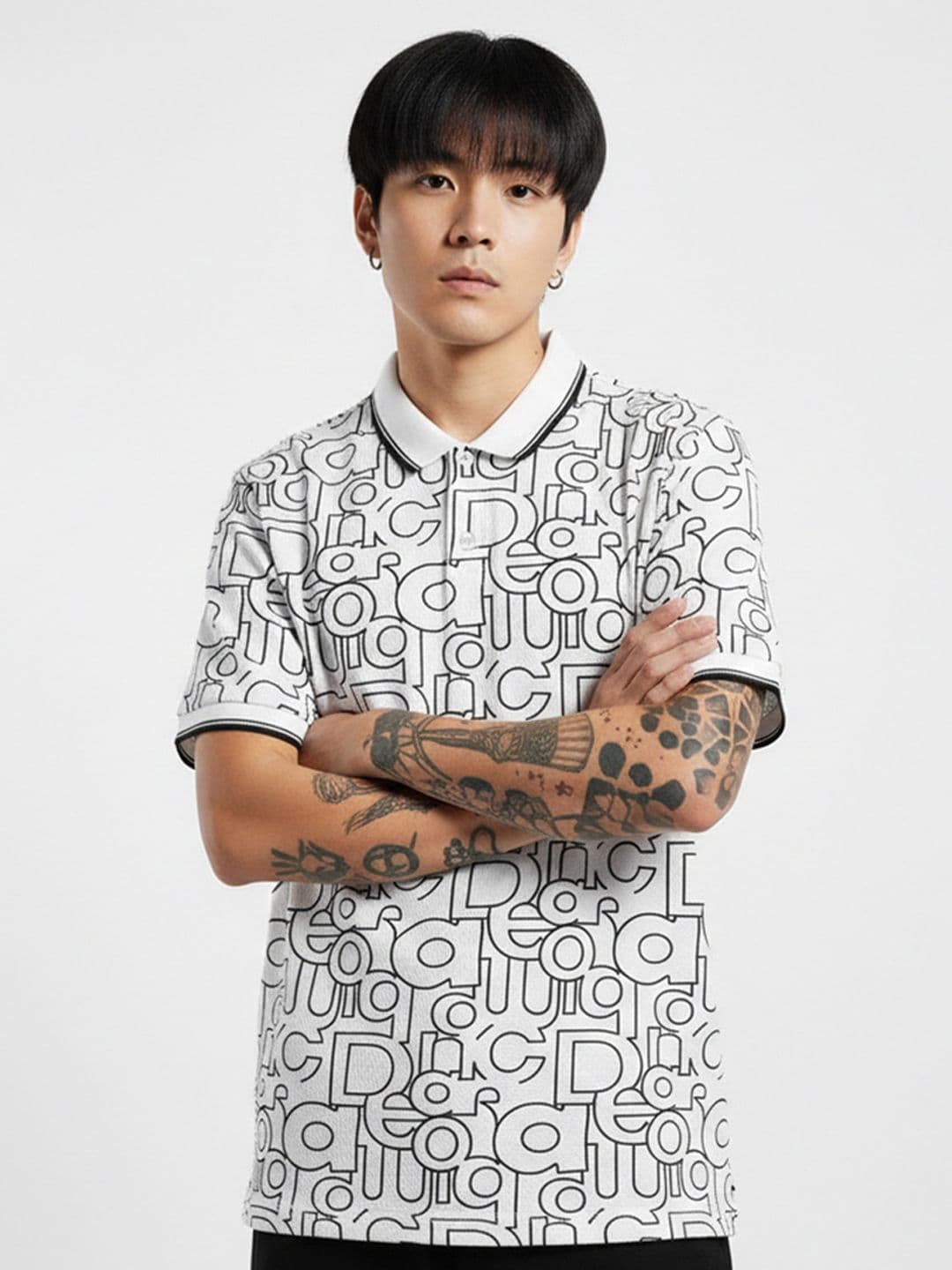 glitchez Men Typography Printed Polo Collar T-shirt - view 1