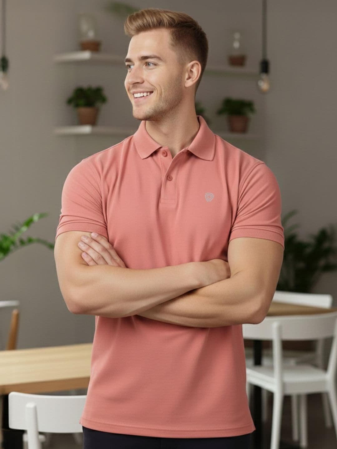 Lux Cozi Men Polo Collar Short Sleeve Lounge T-Shirt - view 1