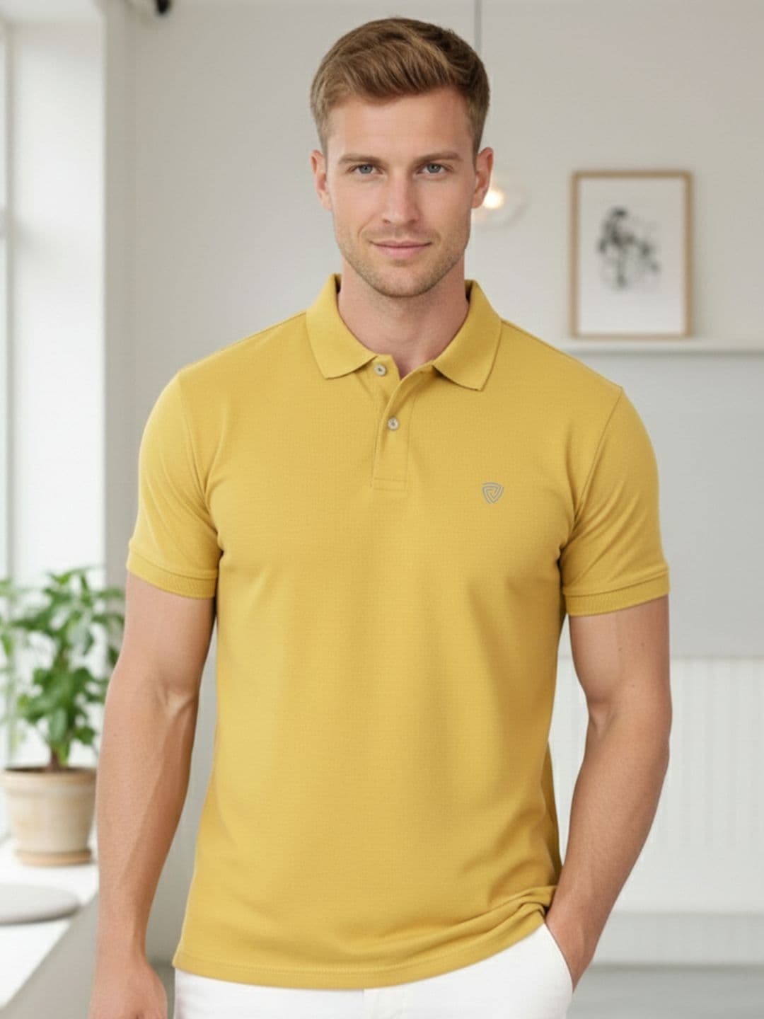 Lux Cozi Polo Collar Shorts Sleeves Lounge T-shirt - view 1