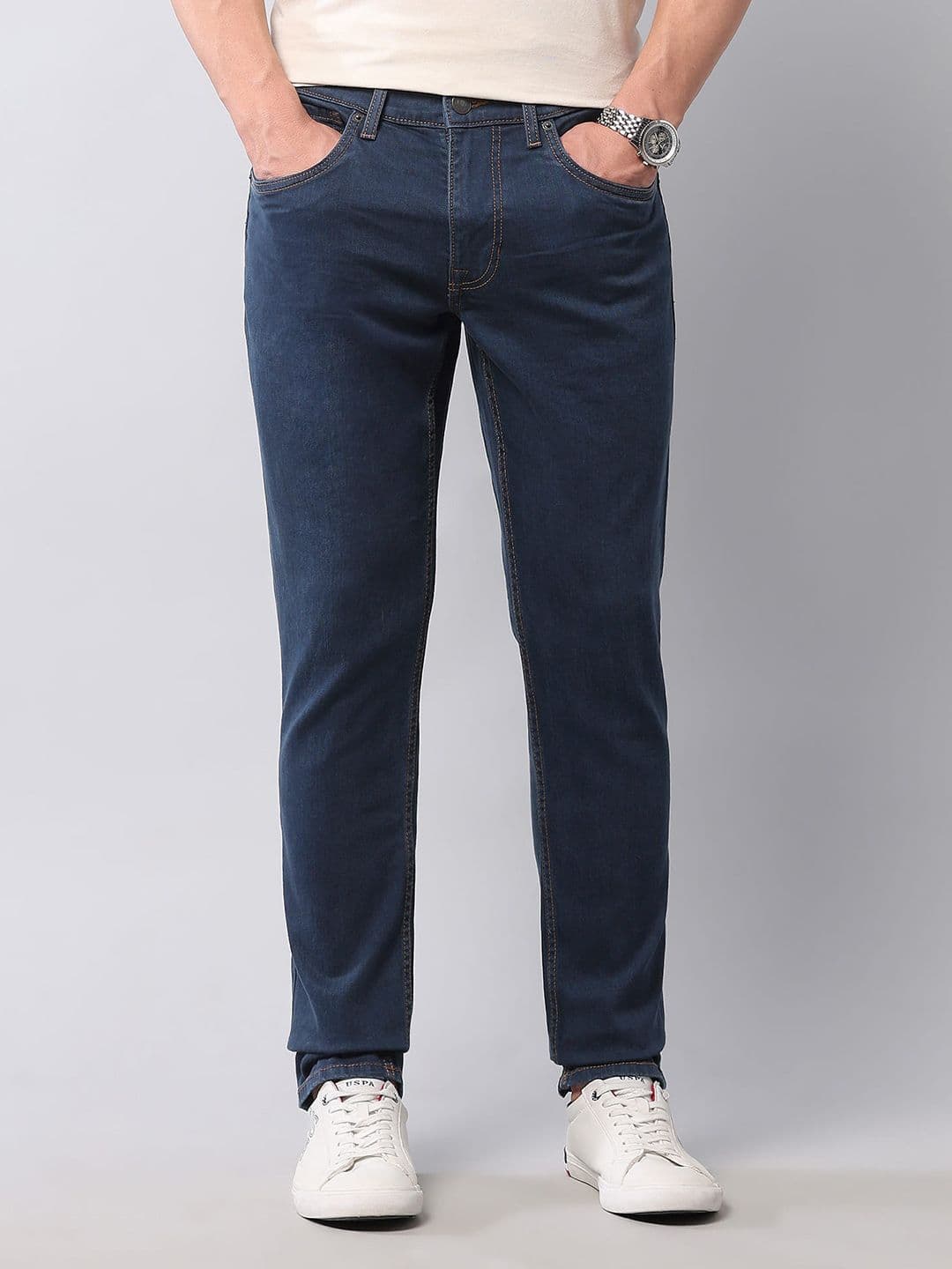U.S. Polo Assn. Denim Co. Men Brandon Slim Tapered Fit Mid-Rise Stretchable Jeans - view 1