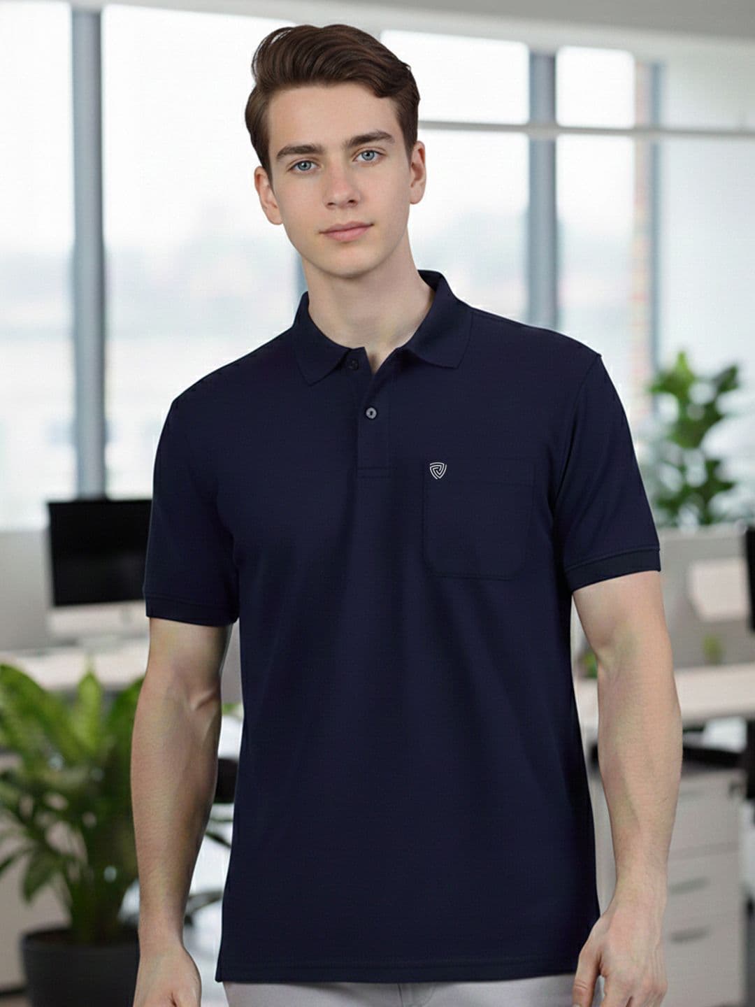 Lux Cozi Fillament Polo Collar Lounge T-Shirt - view 1