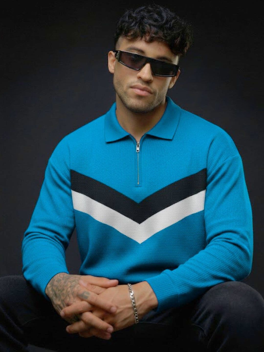 R.Code by The Roadster Life Co. Men Colourblocked Polo Collar T-shirt - view 1