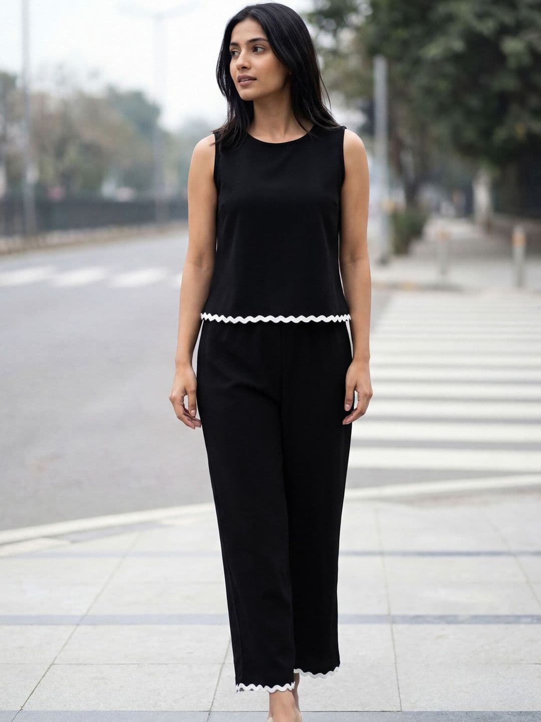 Selvia Round Neck Top with Trousers - view 1