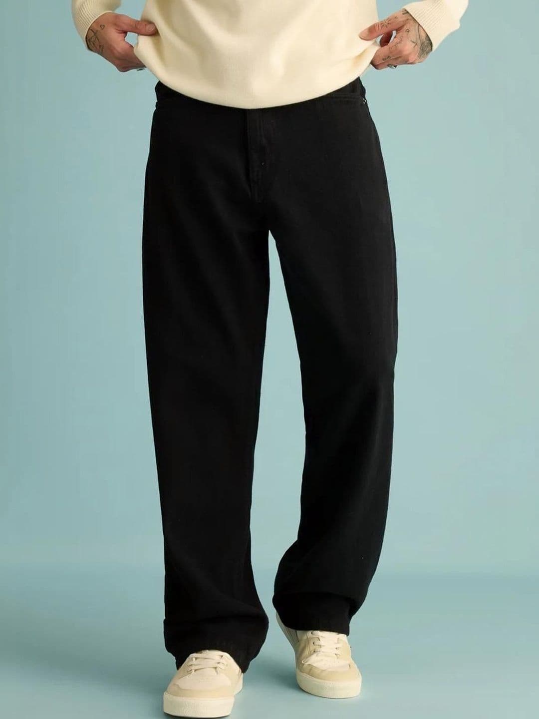R.Code by The Roadster Life Co. Mens Black Cotton Denim Straight Fit Jeans - view 1