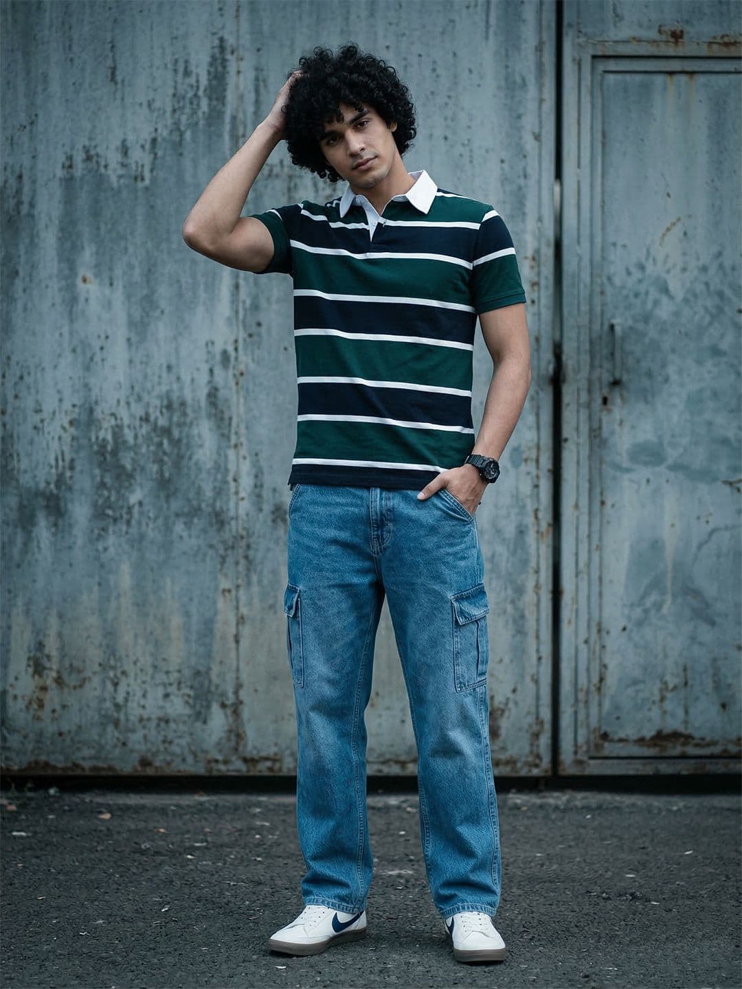 The Roadster Lifestyle Co. Striped Polo Collar T-shirt - view 1
