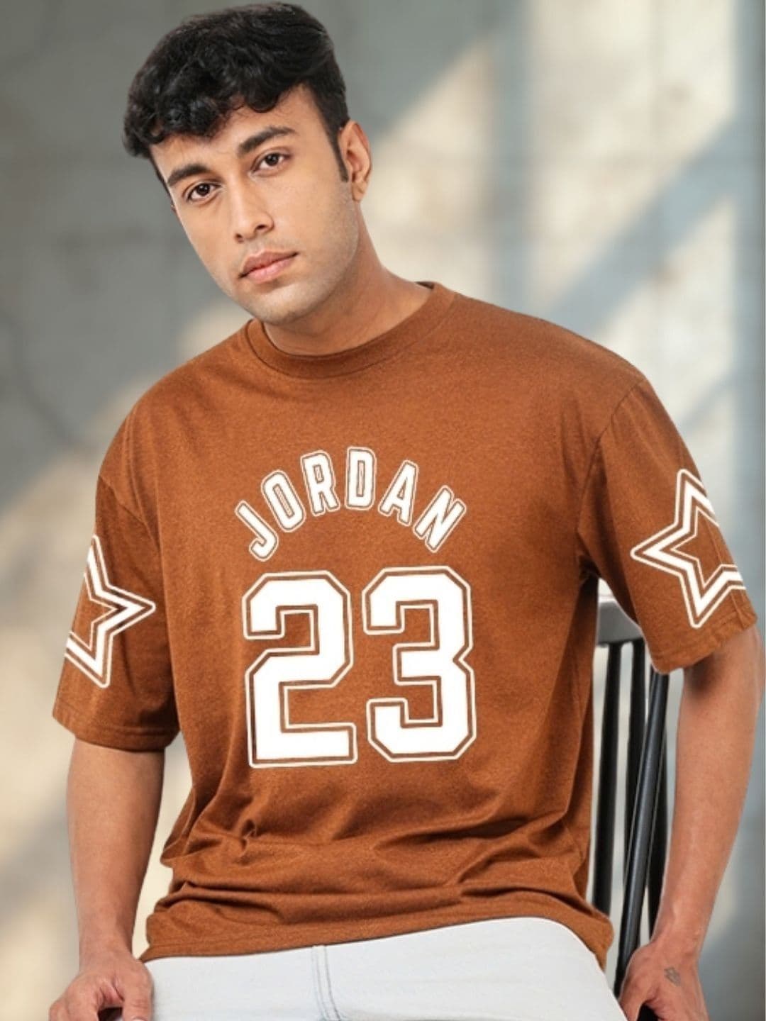 R.Code by The Roadster Life Co. 23 Jordann Printed Round Neck Oversized Tshirts - view 1