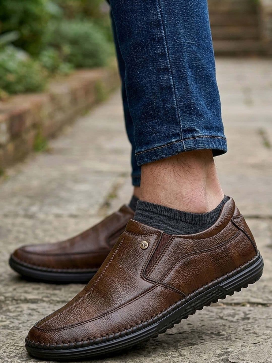HERE&NOW Men Textured Formal Slip-Ons - view 1