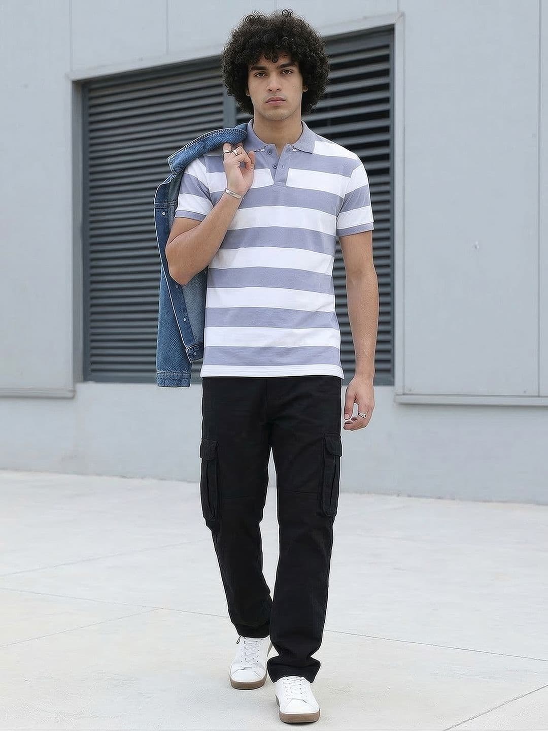 The Roadster Lifestyle Co. Striped Polo Collar T-shirt - view 1
