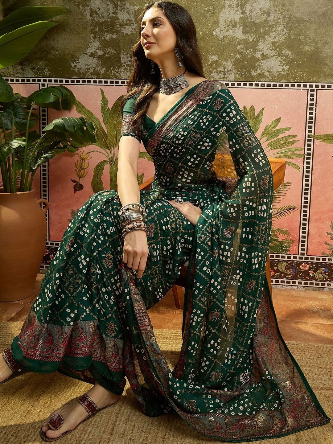 Sangria Printed Bandhani Sarees - view 1