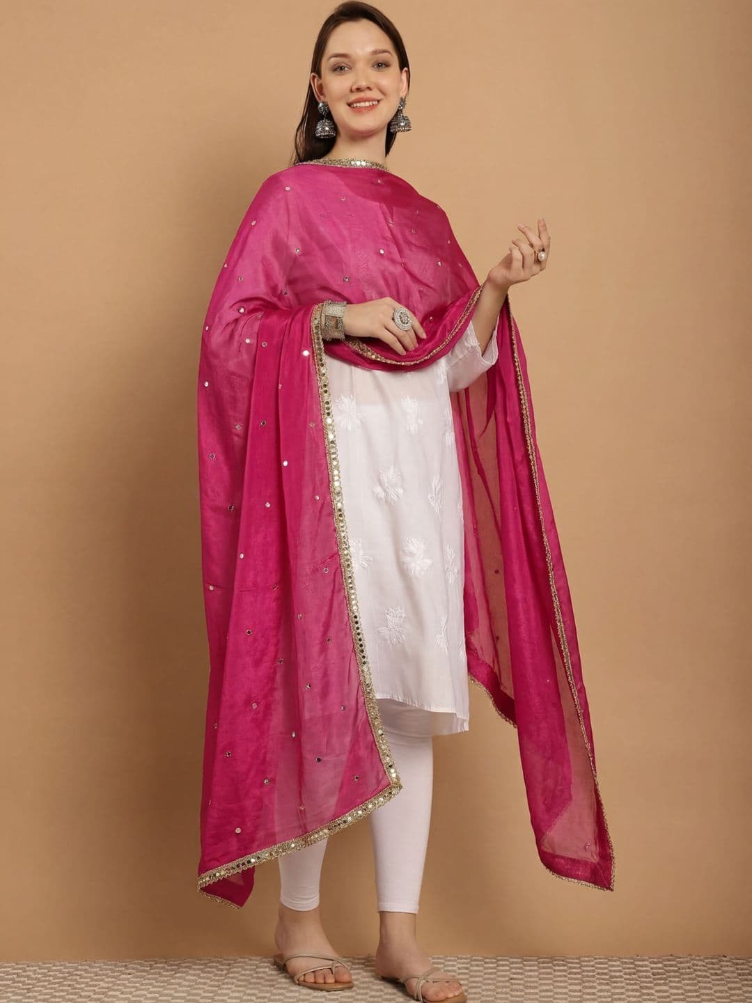 Clora Creation Women Mirror Work Embellished Dupatta - view 1