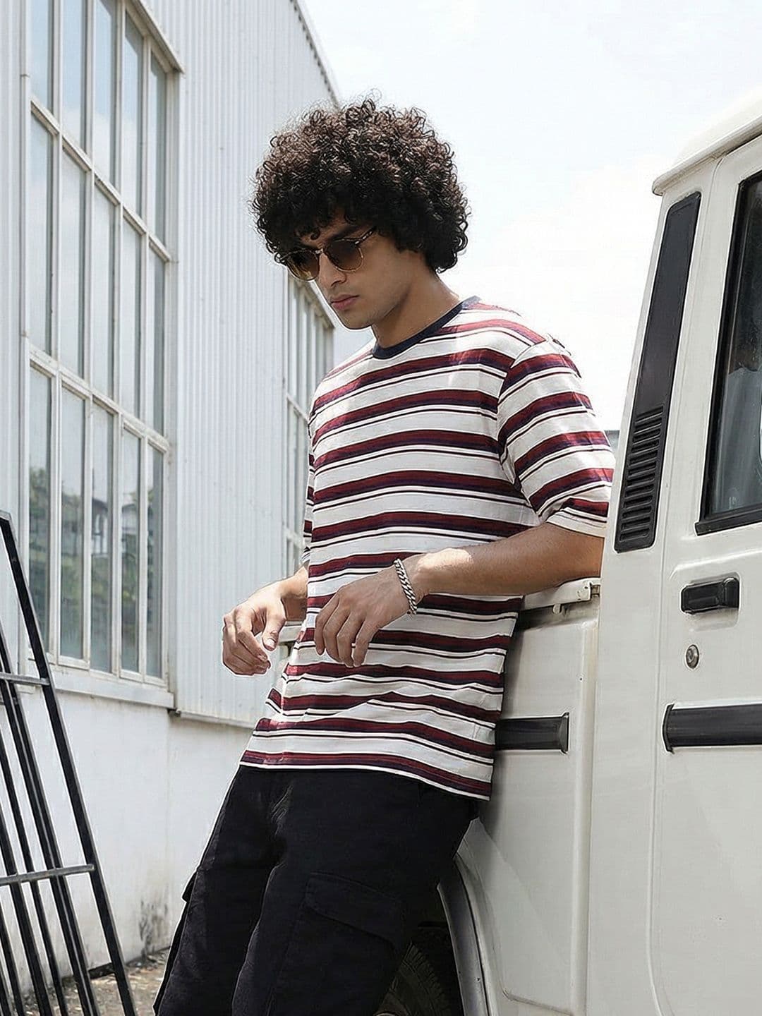The Roadster Lifestyle Co. Men Striped Oversized T-shirt - view 1